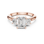 14K White Gold 1.9 CT Emerald Cut Three Stone Diamond Ring