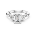 14K White Gold 1.9 CT Emerald Cut Three Stone Diamond Ring