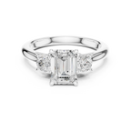 14K White Gold 1.9 CT Emerald Cut Three Stone Diamond Ring