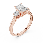 14K White Gold 1.9 CT Radiant Cut Three Stone Ring - D Color