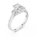 14K White Gold 1.9 CT Radiant Cut Three Stone Ring - D Color