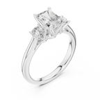 14K White Gold 1.9 CT Radiant Cut Three Stone Ring - D Color