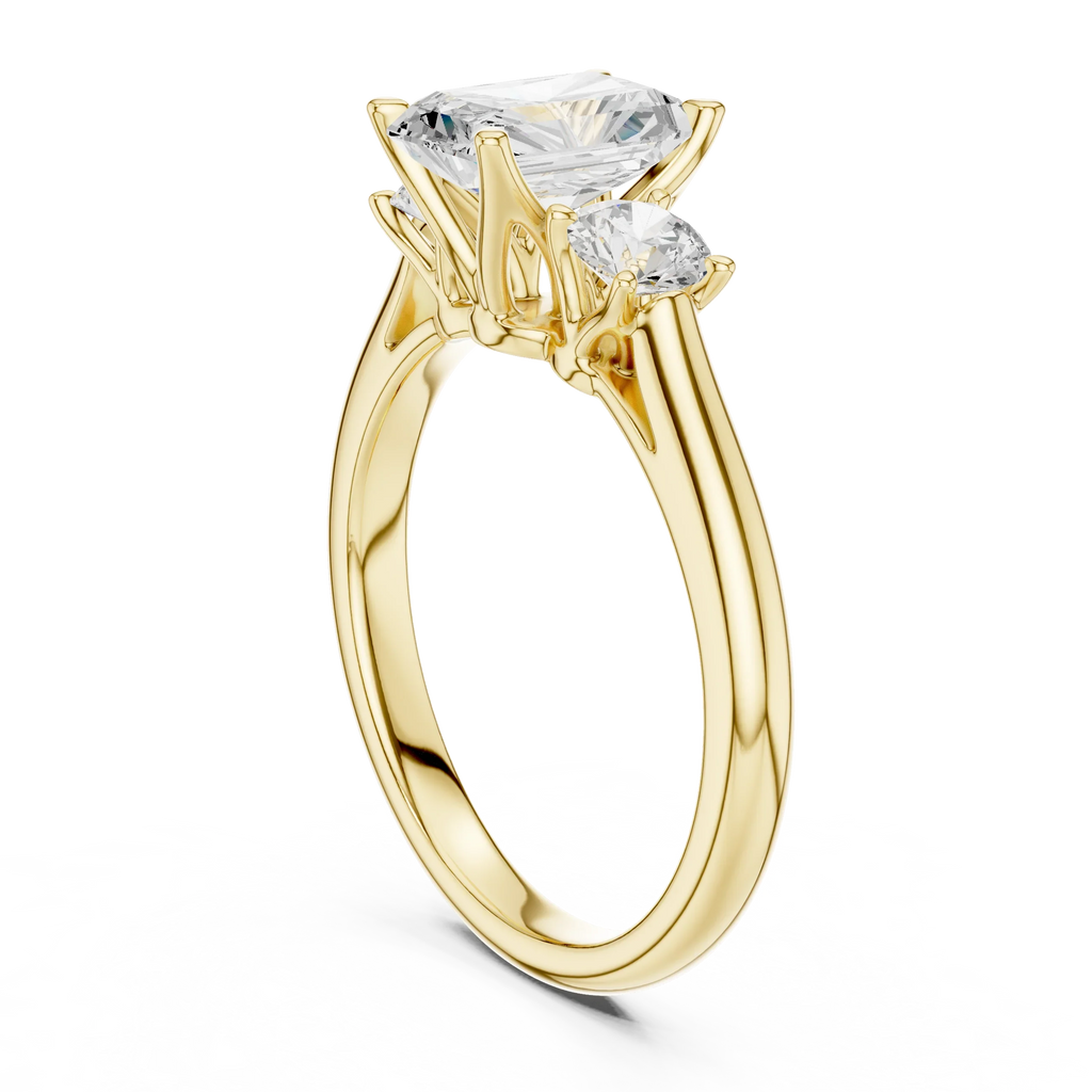 14K White Gold 1.9 CT Radiant Cut Three Stone Ring - D Color