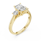 14K White Gold 1.9 CT Radiant Cut Three Stone Ring - D Color