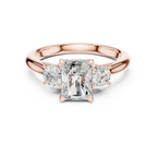 14K White Gold 1.9 CT Radiant Cut Three Stone Ring - D Color