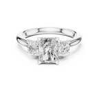 14K White Gold 1.9 CT Radiant Cut Three Stone Ring - D Color