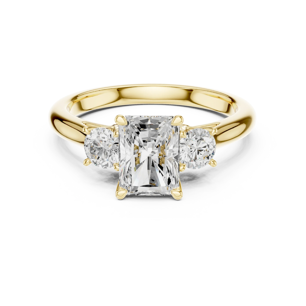 14K White Gold 1.9 CT Radiant Cut Three Stone Ring - D Color