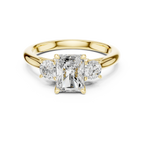 14K White Gold 1.9 CT Radiant Cut Three Stone Ring - D Color