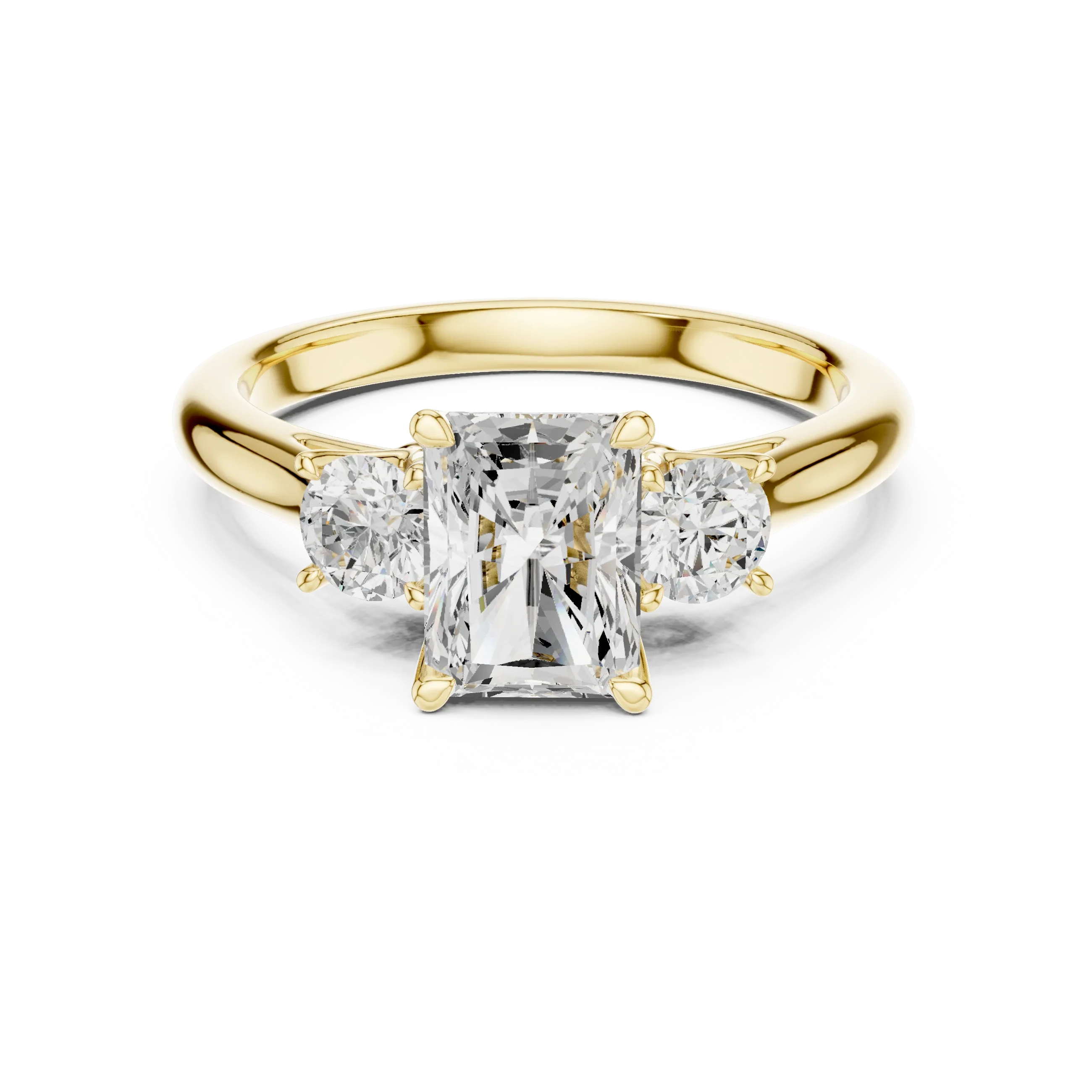 14K White Gold 1.9 CT Radiant Cut Three Stone Ring - D Color