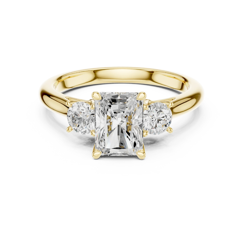 14K White Gold 1.9 CT Radiant Cut Three Stone Ring - D Color