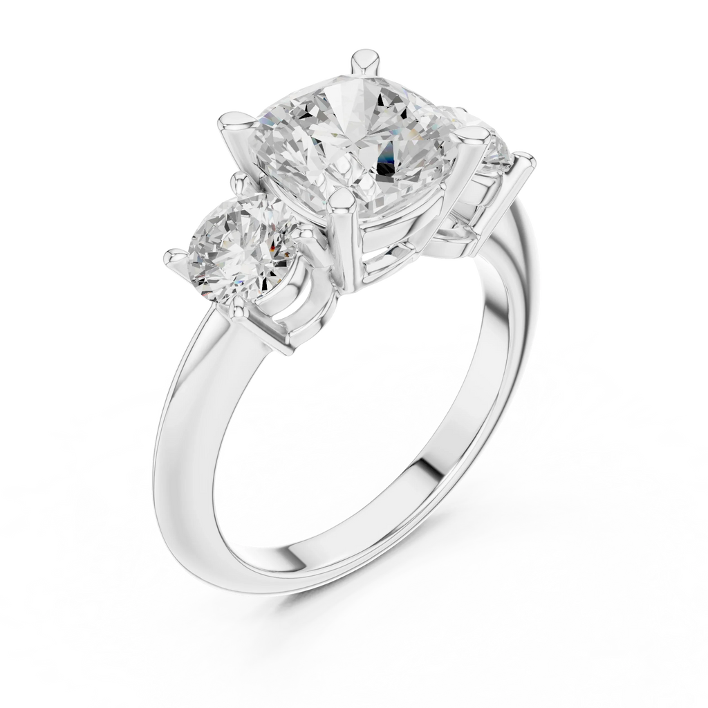 Cushion Cut 3.4 CT D Color Pave Halo Wedding Ring