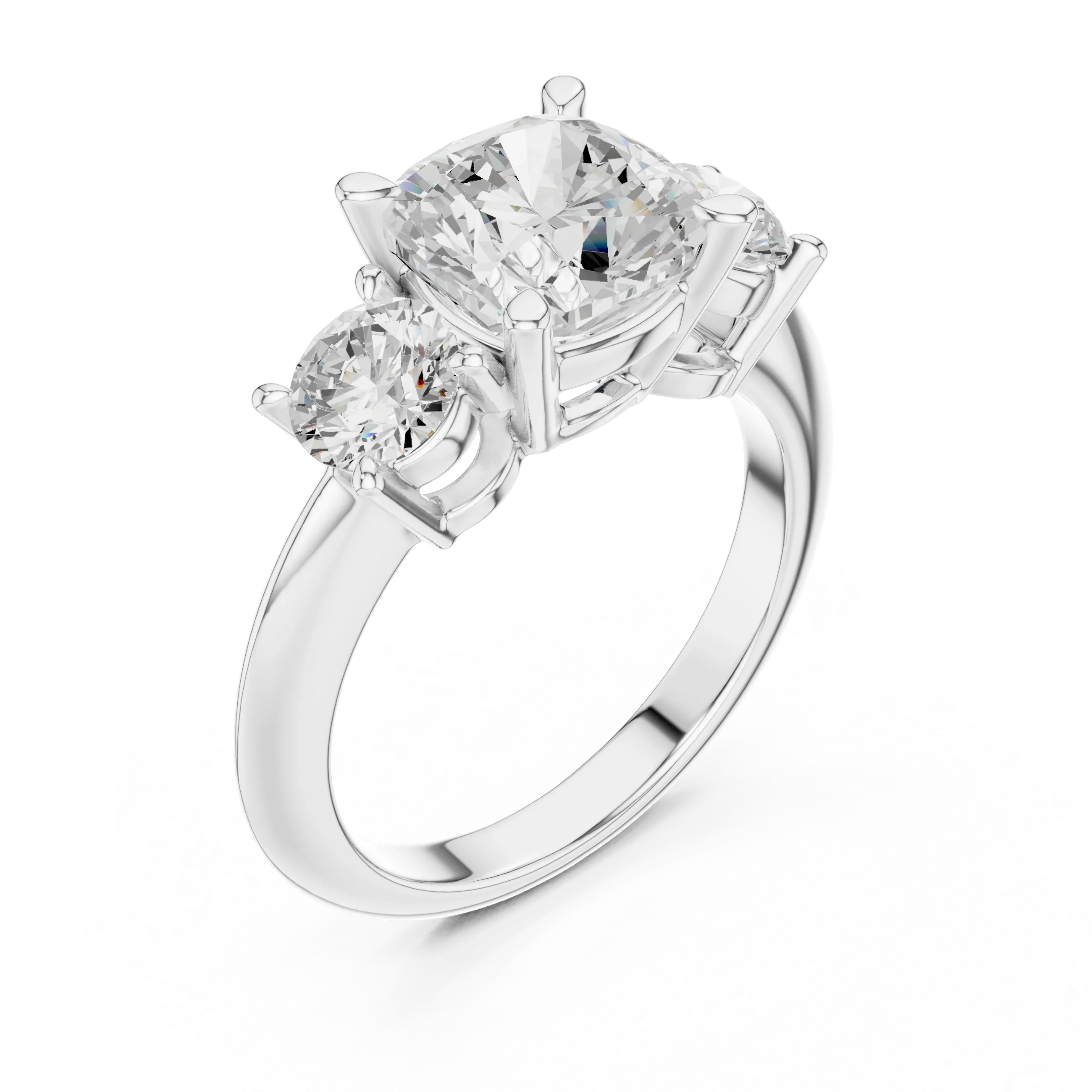 Cushion Cut 3.4 CT D Color Pave Halo Wedding Ring