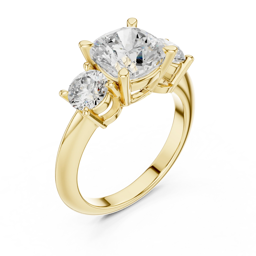 Cushion Cut 3.4 CT D Color Pave Halo Wedding Ring