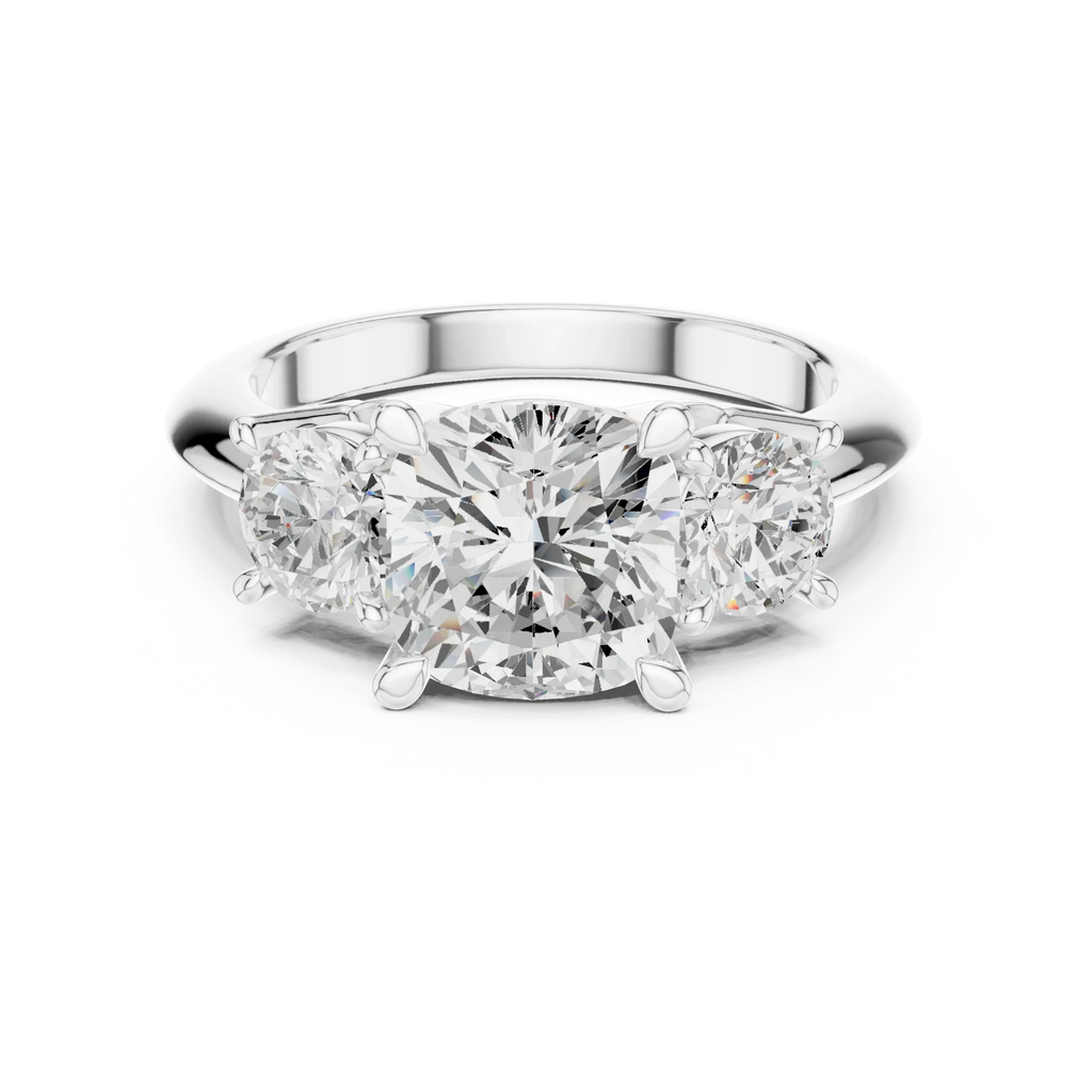 Cushion Cut 3.4 CT D Color Pave Halo Wedding Ring