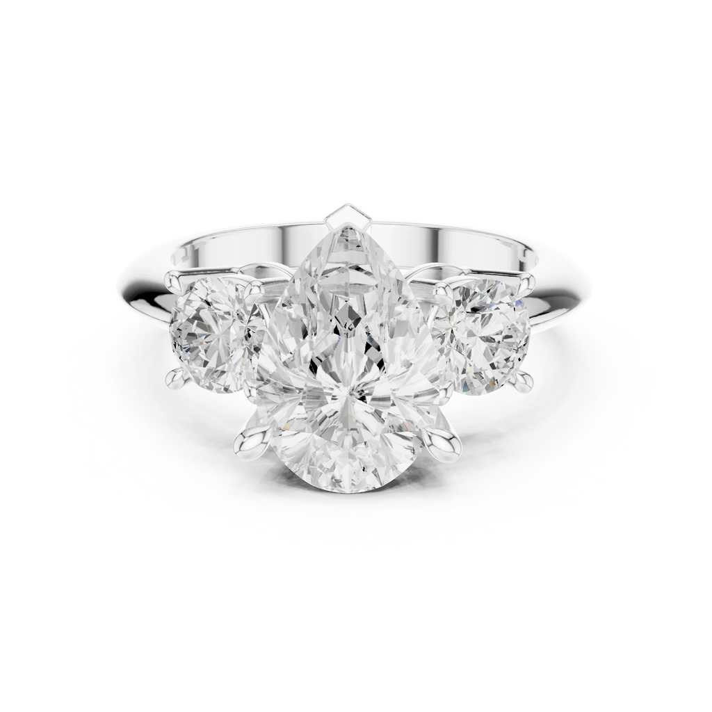 Pear Cut 3.4 CT D Color Hidden Halo Engagement Ring