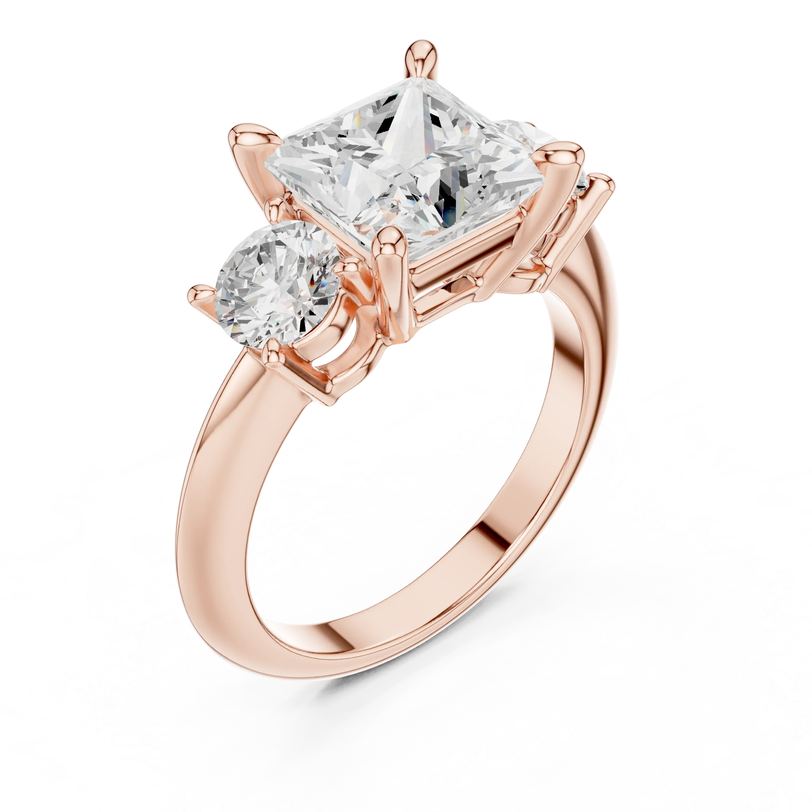 2.50ct Princess Cut 3 Stone Moissanite Diamond Ring Birthday Gift