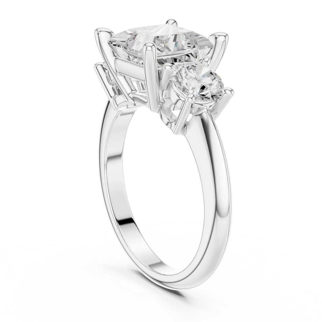 2.50ct Princess Cut 3 Stone Moissanite Diamond Ring Birthday Gift