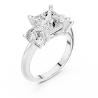 2.50ct Princess Cut 3 Stone Moissanite Diamond Ring Birthday Gift