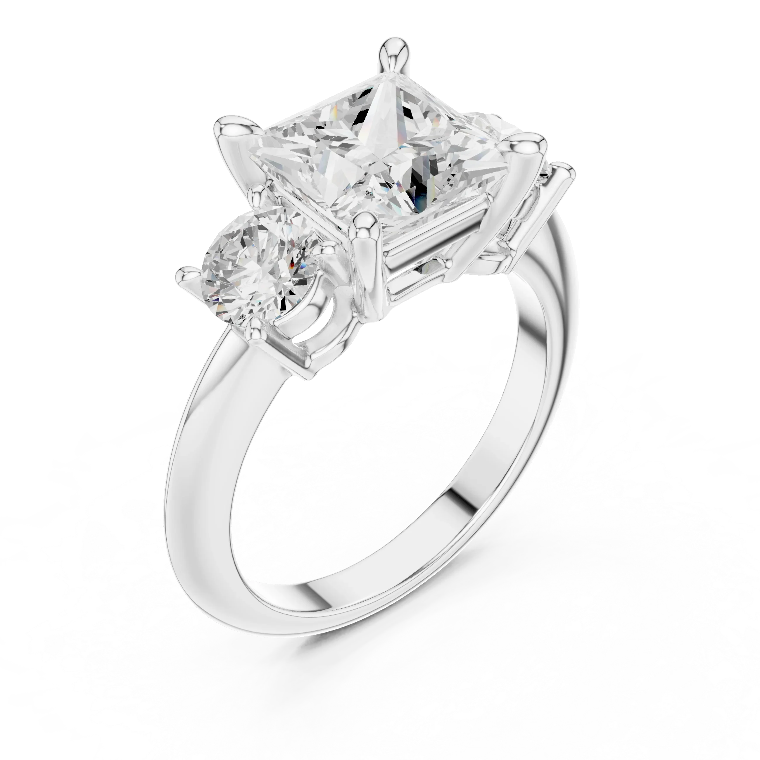 2.50ct Princess Cut 3 Stone Moissanite Diamond Ring Birthday Gift