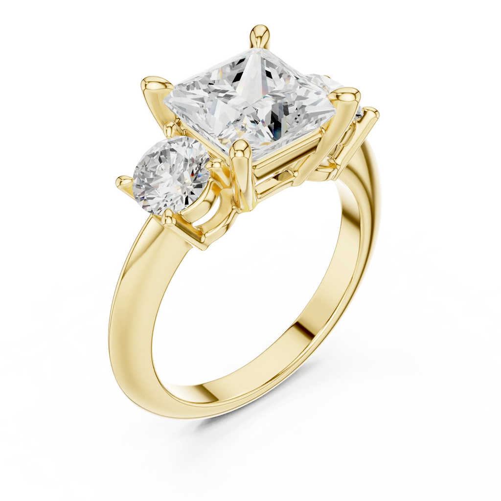 2.50ct Princess Cut 3 Stone Moissanite Diamond Ring Birthday Gift