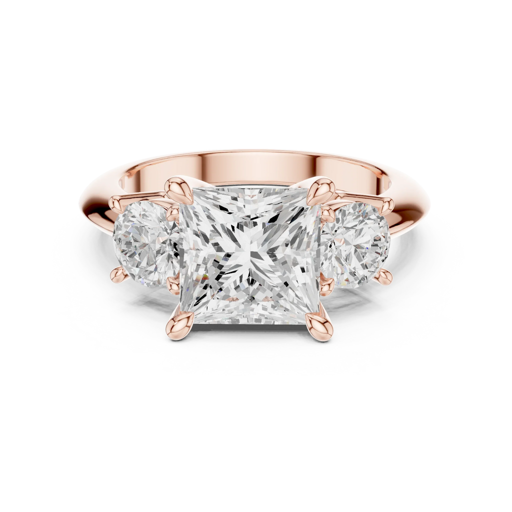 2.50ct Princess Cut 3 Stone Moissanite Diamond Ring Birthday Gift