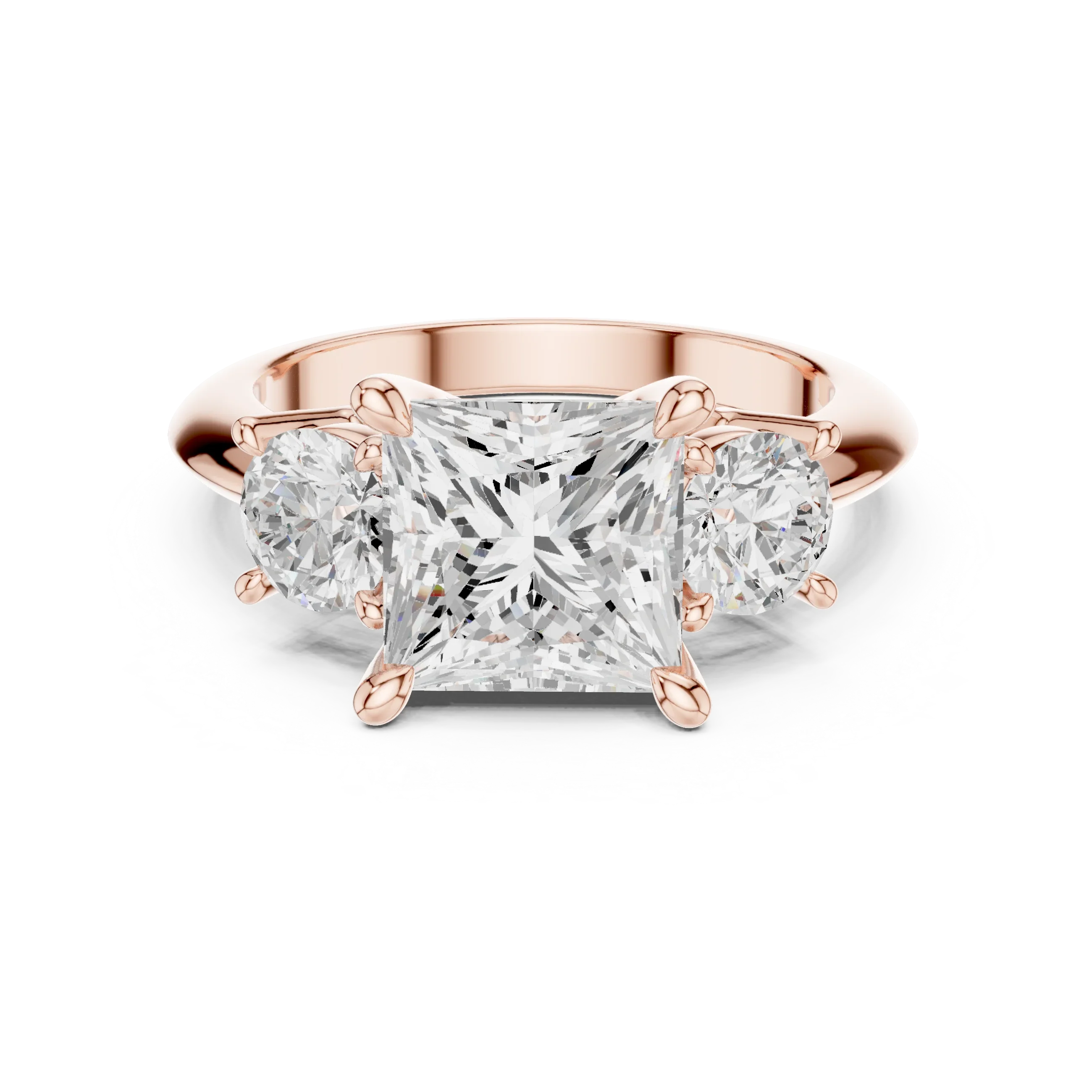 2.50ct Princess Cut 3 Stone Moissanite Diamond Ring Birthday Gift