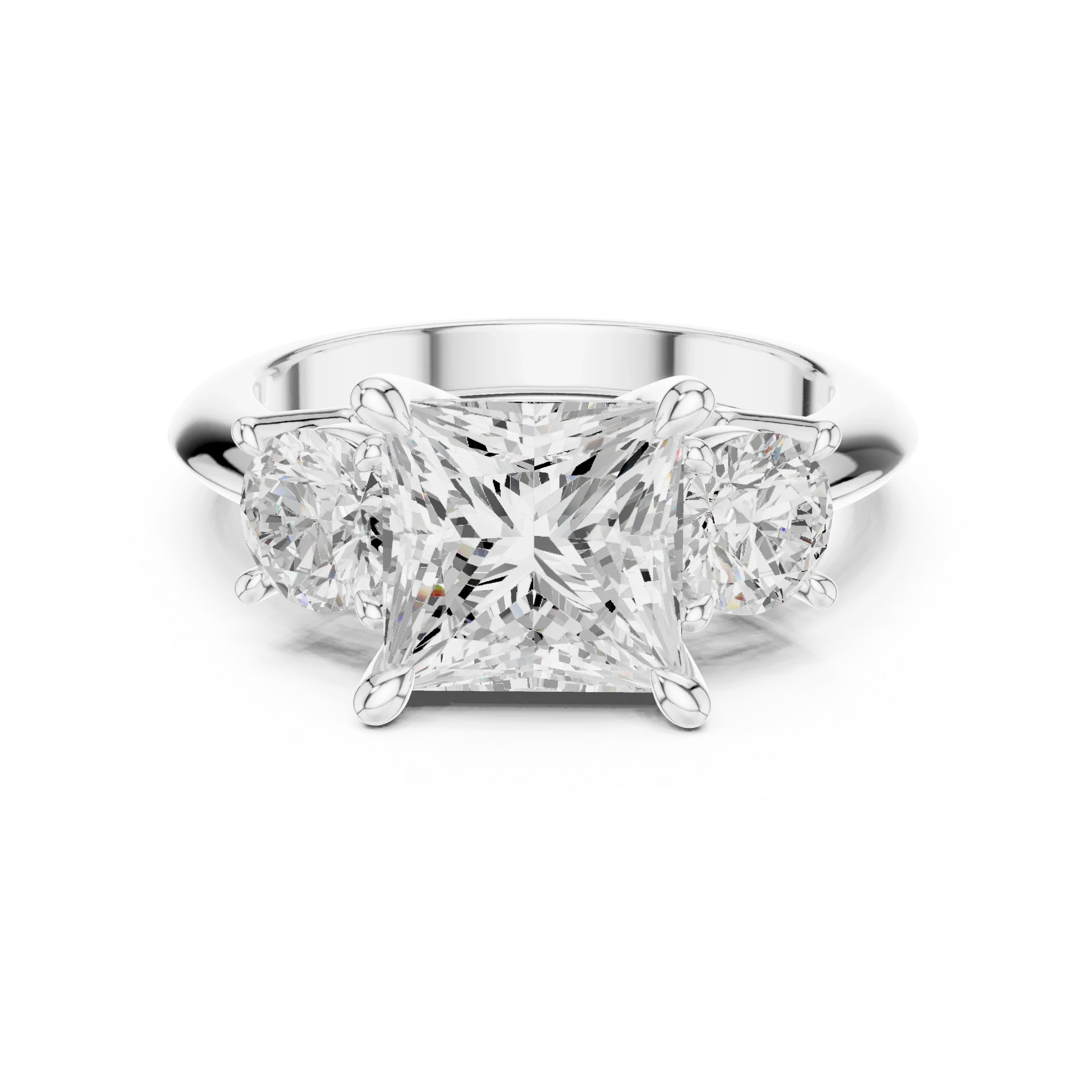 2.50ct Princess Cut 3 Stone Moissanite Diamond Ring Birthday Gift