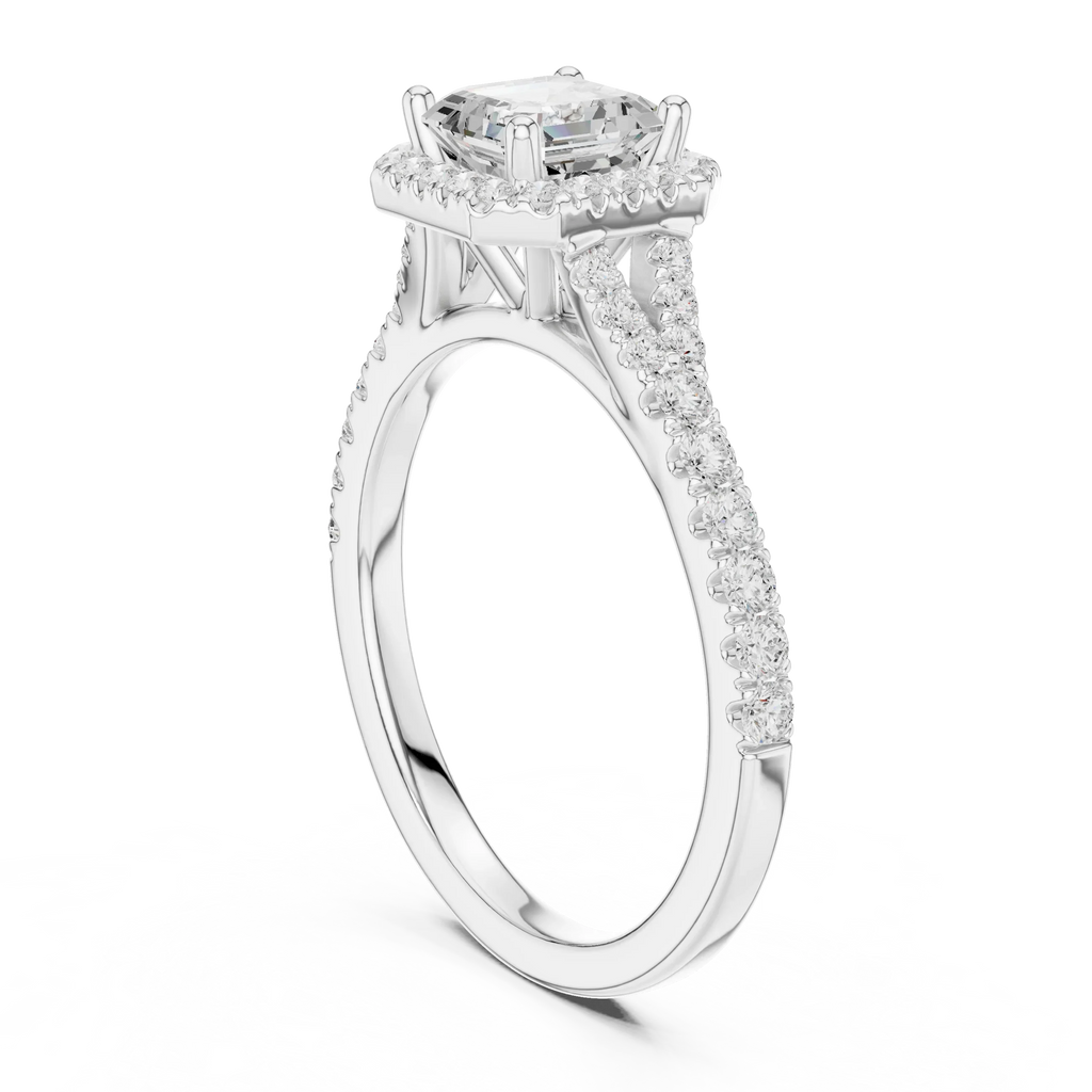 1ct Asscher Cut Moissanite Engagement Statement Ring