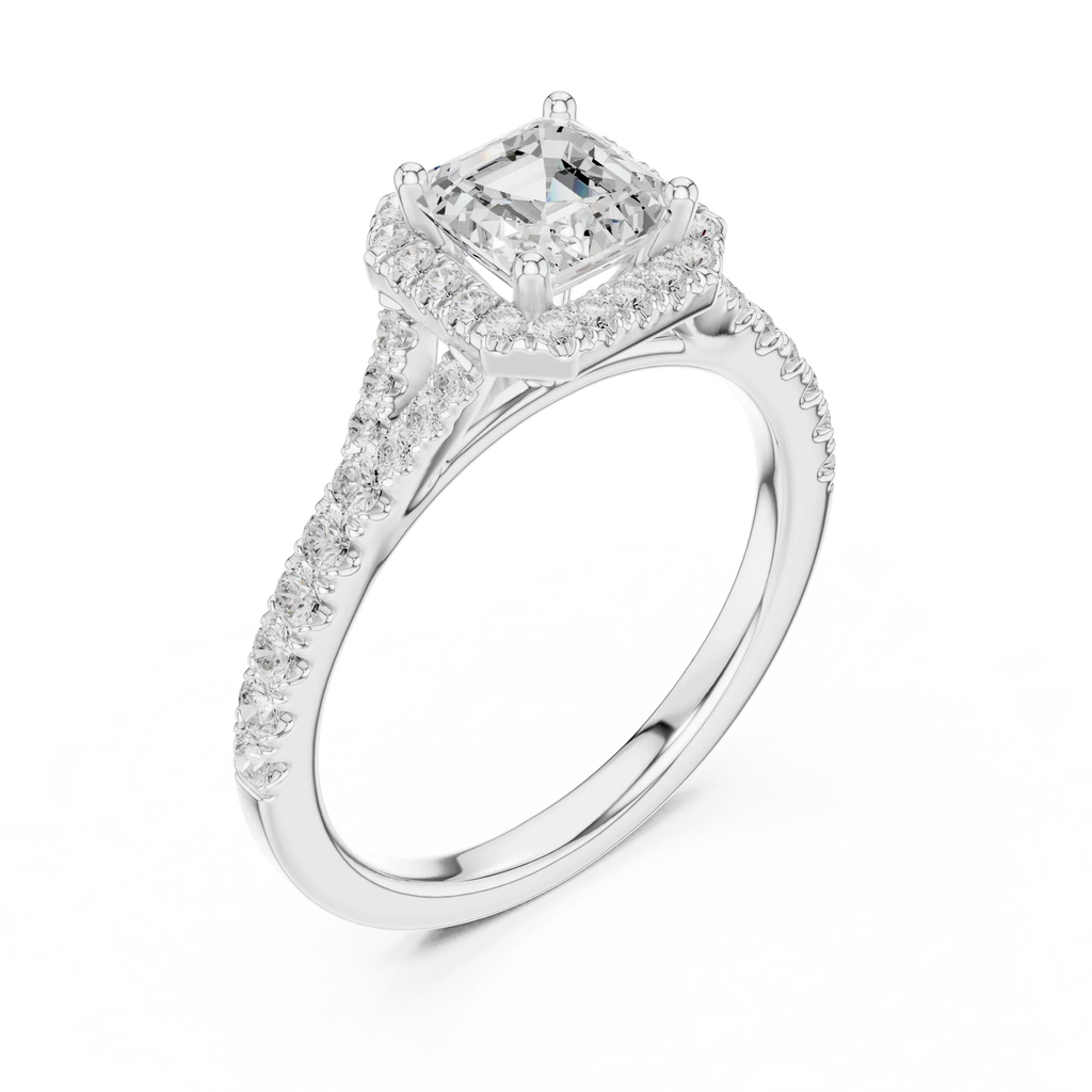 1ct Asscher Cut Moissanite Engagement Statement Ring