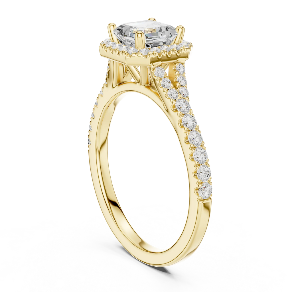 1ct Asscher Cut Moissanite Engagement Statement Ring