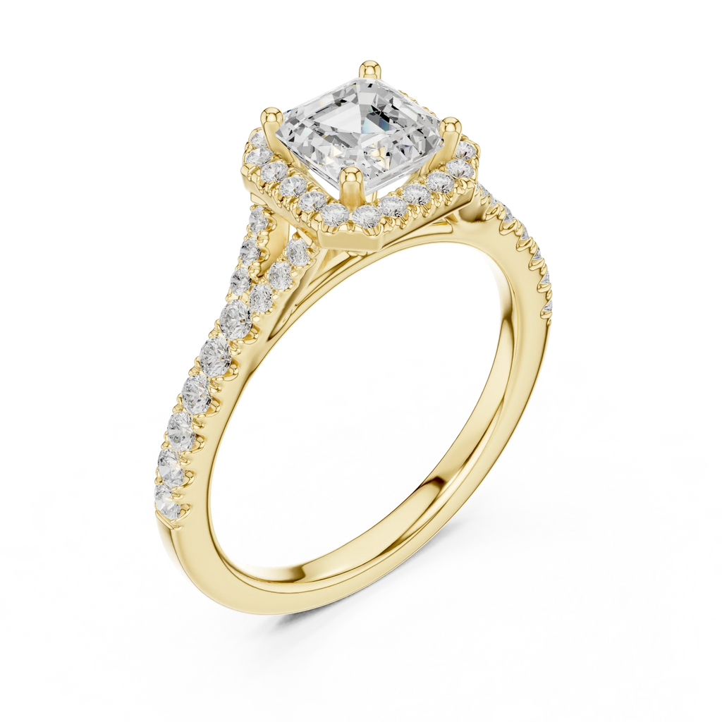 1ct Asscher Cut Moissanite Engagement Statement Ring