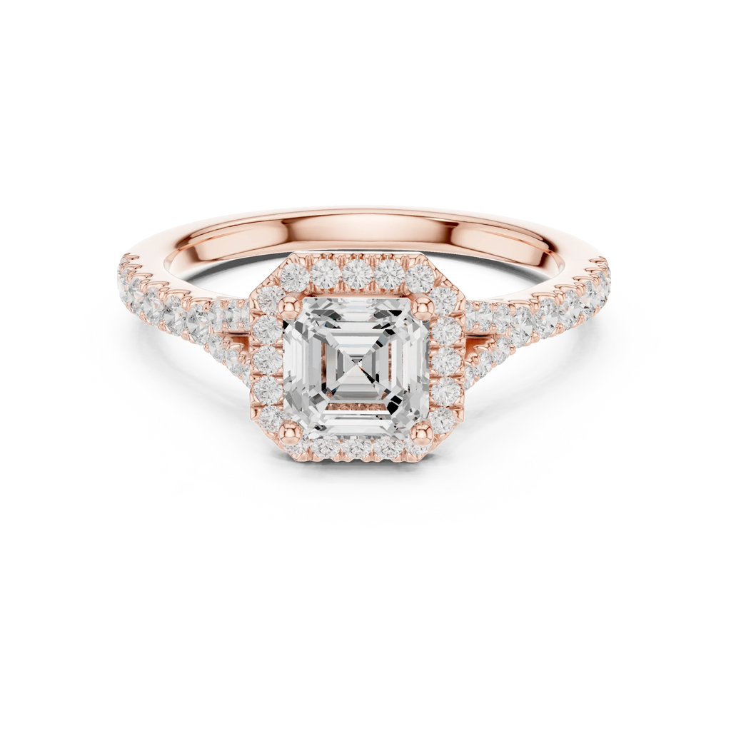 1ct Asscher Cut Moissanite Engagement Statement Ring