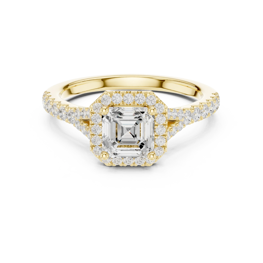 1ct Asscher Cut Moissanite Engagement Statement Ring
