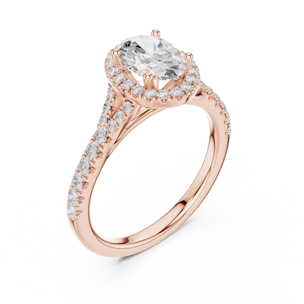 1.4 CTW Oval Cut Brilliant Halo Diamond Minimalist Ring
