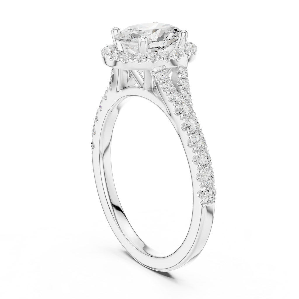 1.4 CTW Oval Cut Brilliant Halo Diamond Minimalist Ring