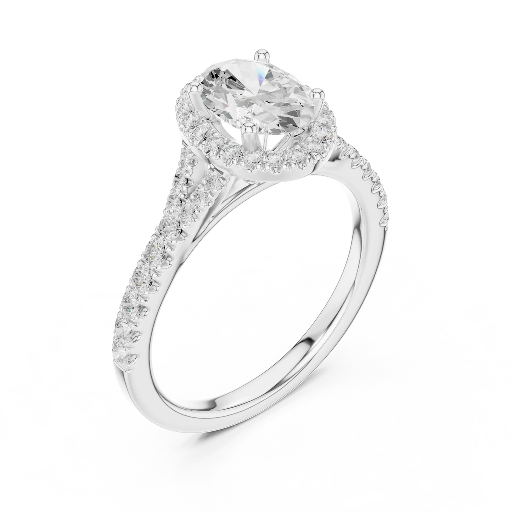 1.4 CTW Oval Cut Brilliant Halo Diamond Minimalist Ring
