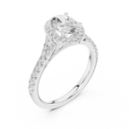 1.4 CTW Oval Cut Brilliant Halo Diamond Minimalist Ring