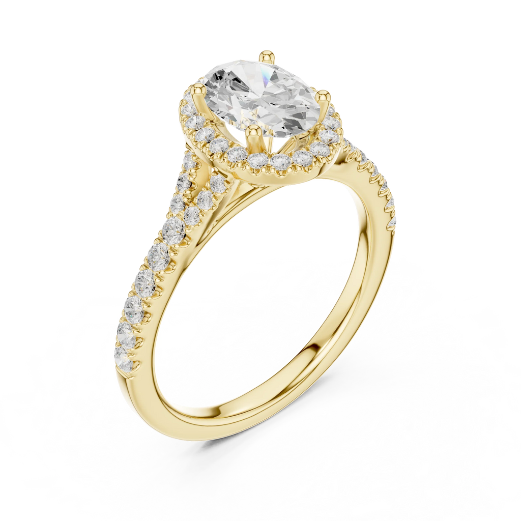 1.4 CTW Oval Cut Brilliant Halo Diamond Minimalist Ring
