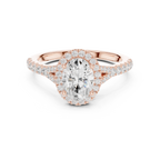 1.4 CTW Oval Cut Brilliant Halo Diamond Minimalist Ring