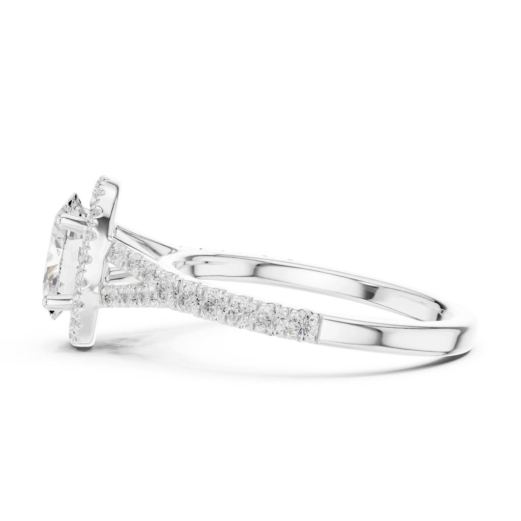 1.4 CTW Oval Cut Brilliant Halo Diamond Minimalist Ring