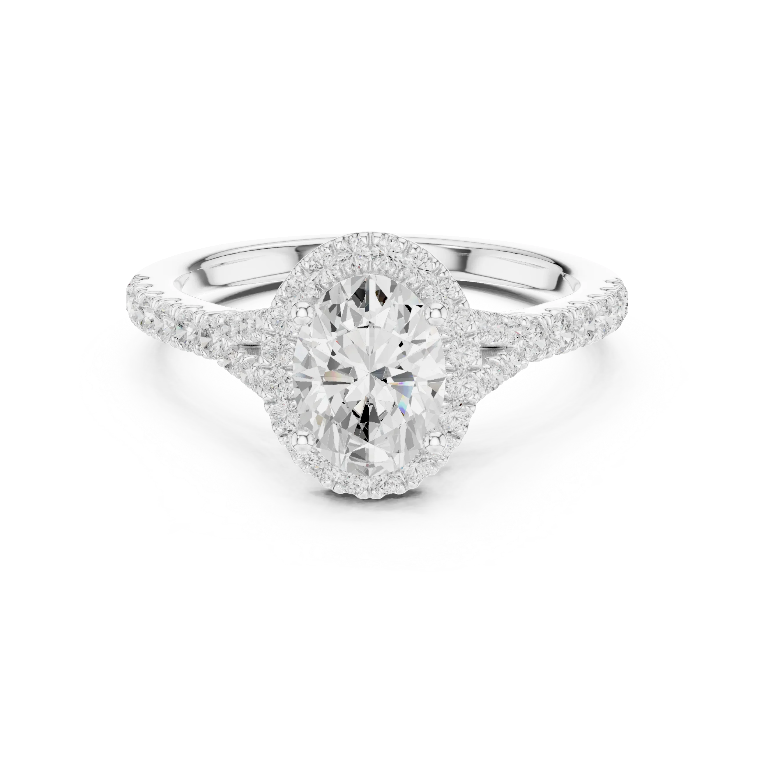1.4 CTW Oval Diamond Split Shank Halo Wedding Ring
