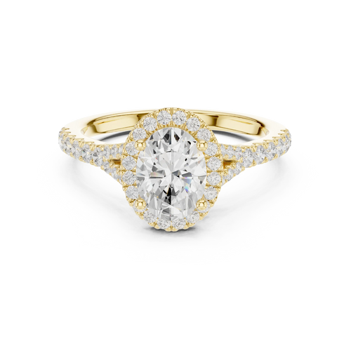 1.4 CTW Oval Cut Brilliant Halo Diamond Minimalist Ring