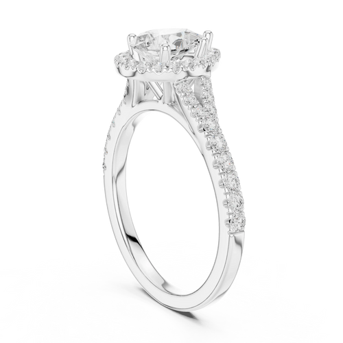 1.4 CTW Pear Cut Diamond Classic Halo Bridal Ring