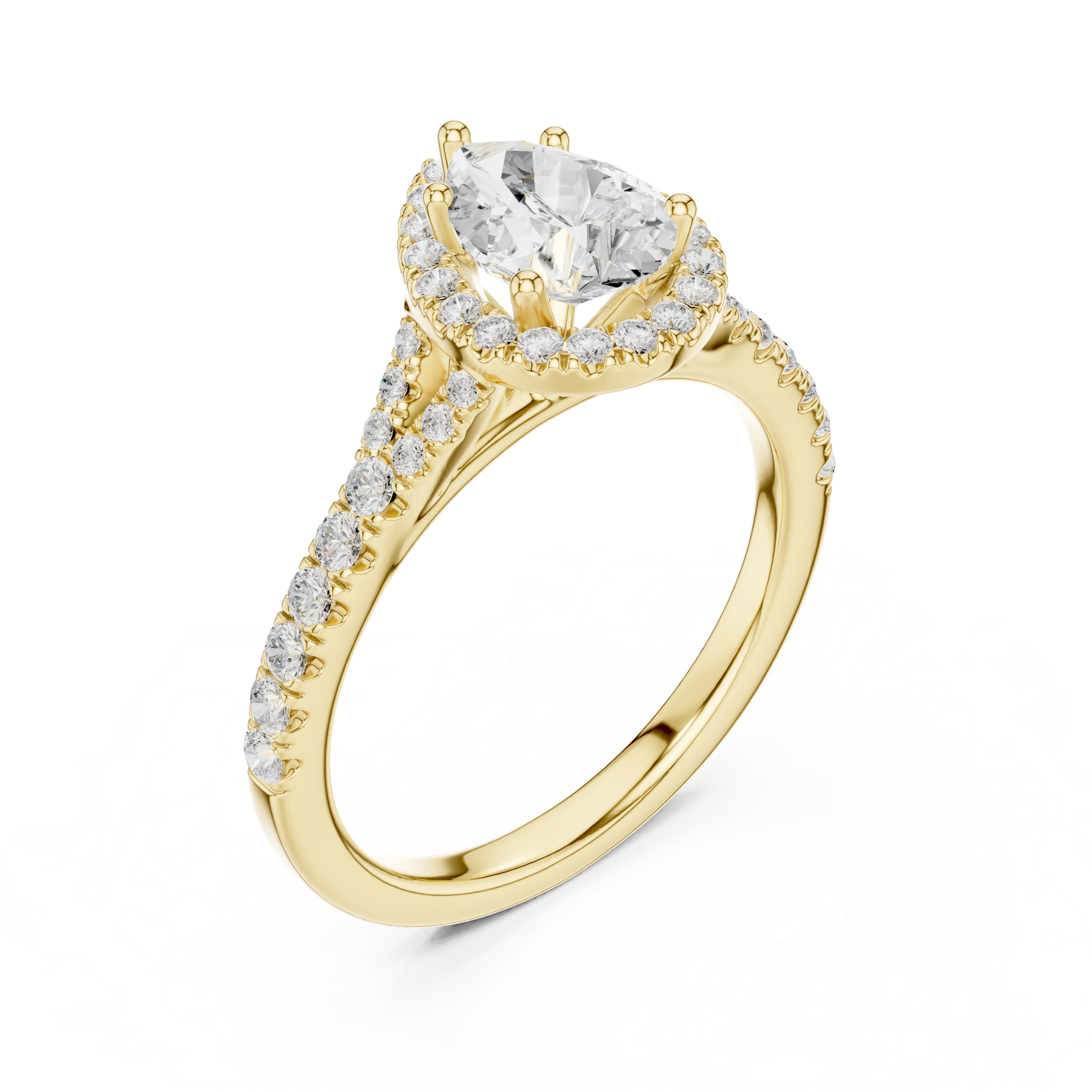 1.4 CTW Pear Cut Diamond Classic Halo Bridal Ring