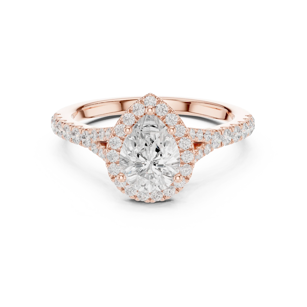 1.4 CTW Pear Cut Diamond Classic Halo Bridal Ring