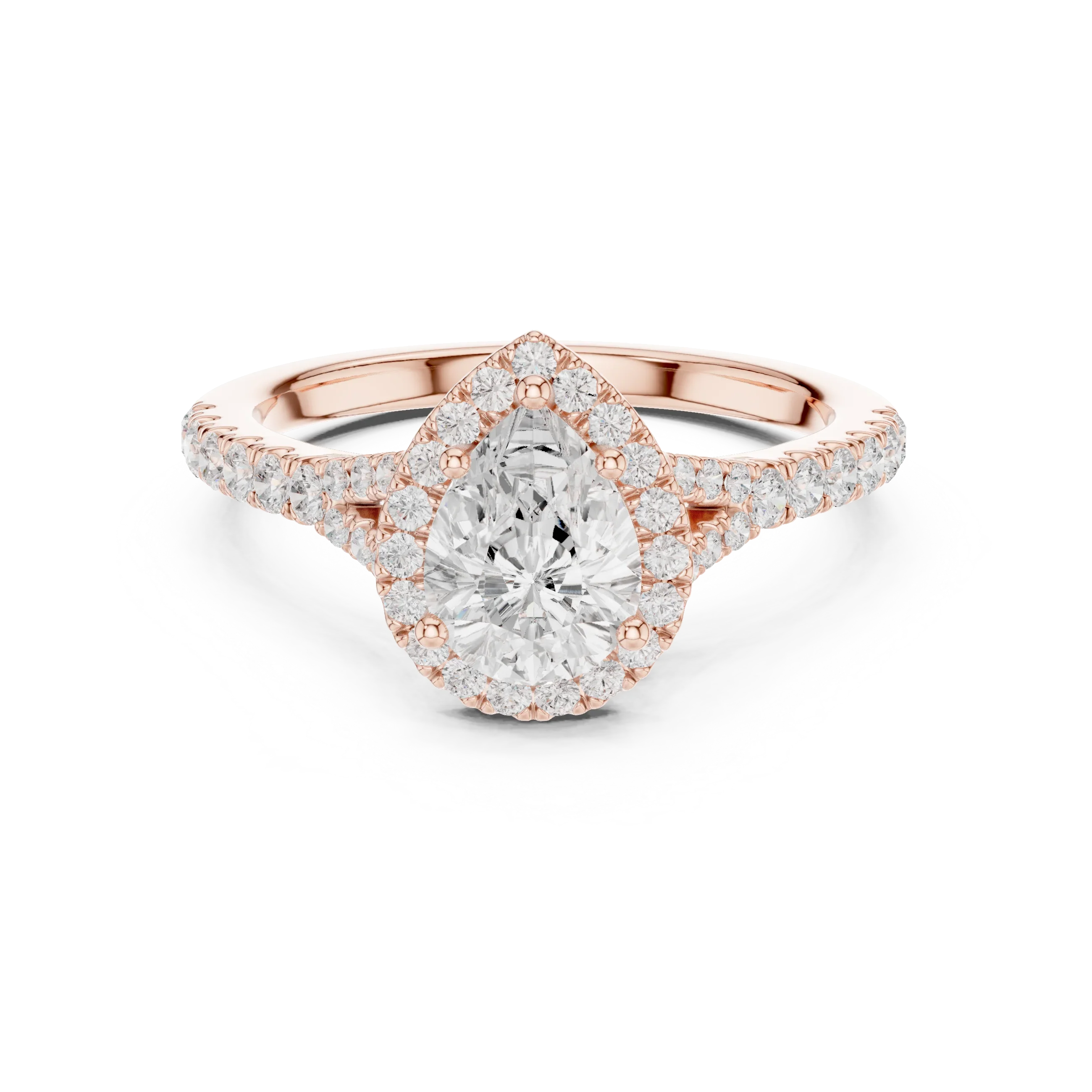 1.4 CTW Pear Cut Diamond Classic Halo Bridal Ring