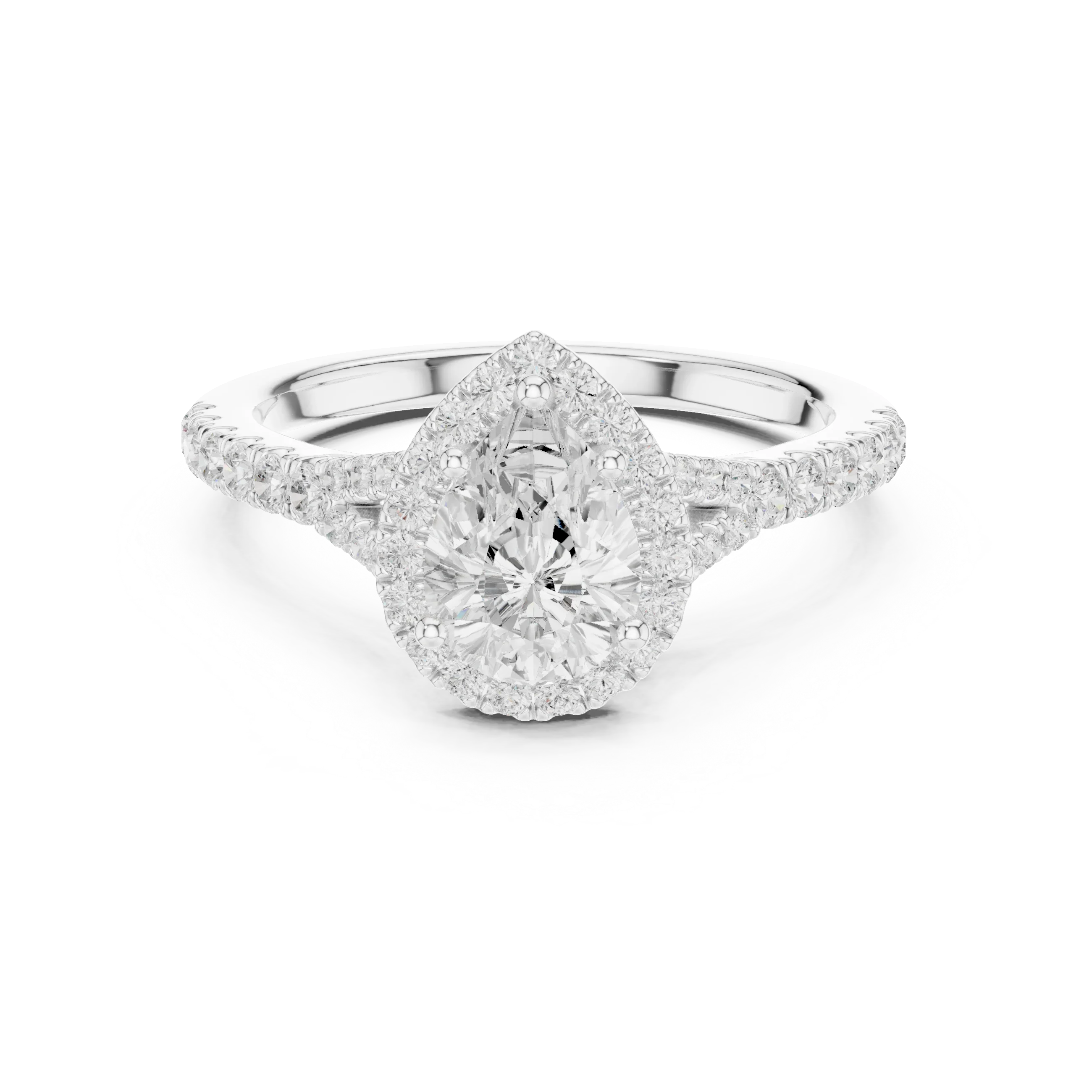 1.4 CTW Pear Cut Diamond Classic Halo Bridal Ring
