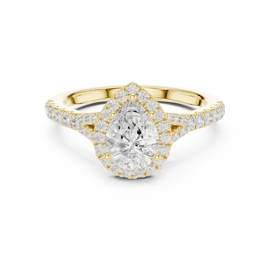 1.4 CTW Pear Cut Diamond Classic Halo Bridal Ring