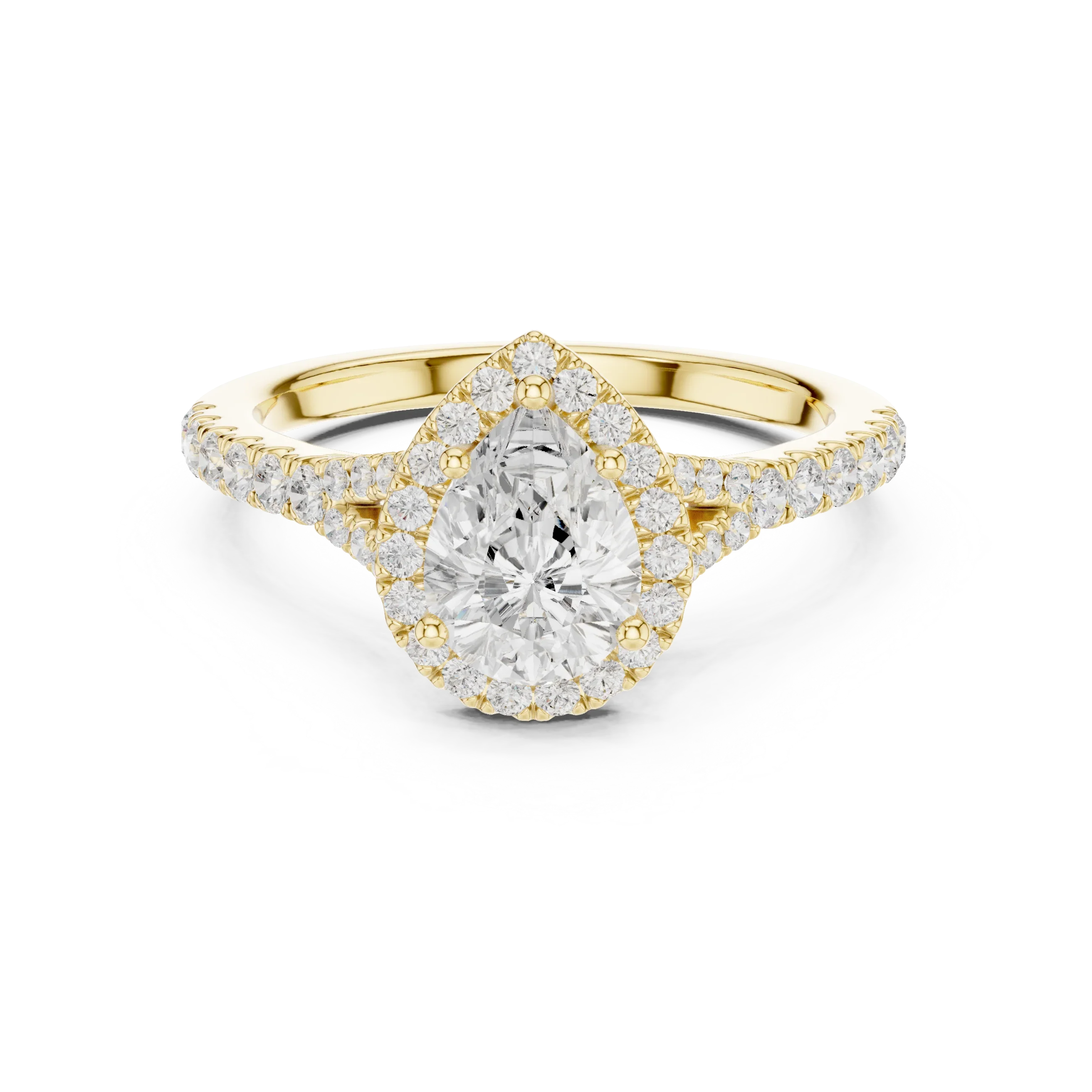 1.4 CTW Pear Cut Diamond Classic Halo Bridal Ring