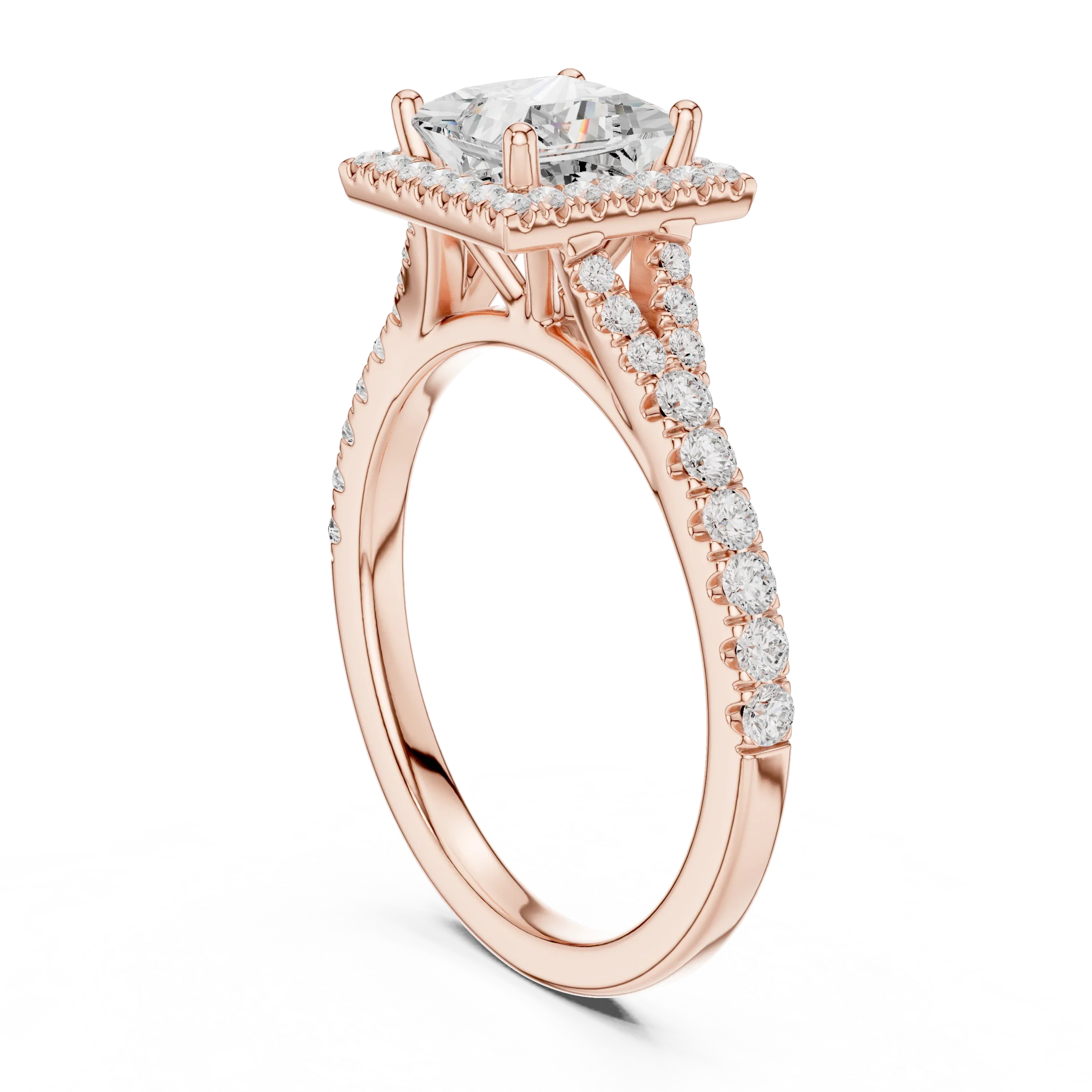 1.4 CTW Princess Diamond Split Shank Halo Wedding Ring